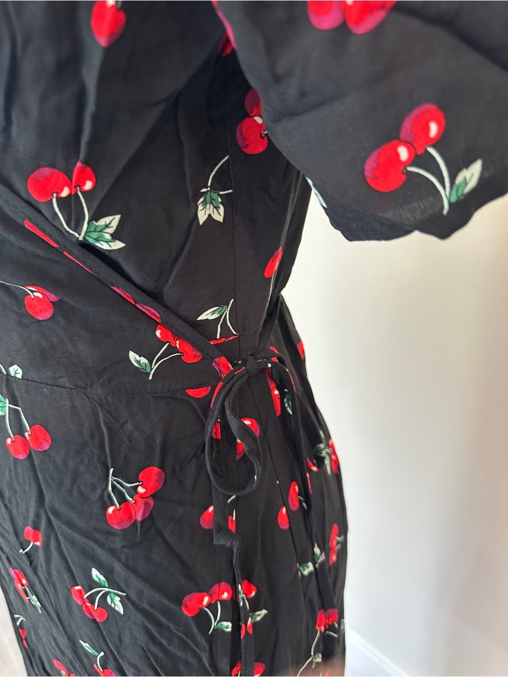 SHEIN Black Cherry Wraparound Maxi Dress with waist tie size L sexy feminine - Picture 3 of 12